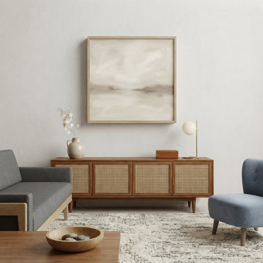 Quiet Horizon - Minimalist Beige Horizon Canvas Art