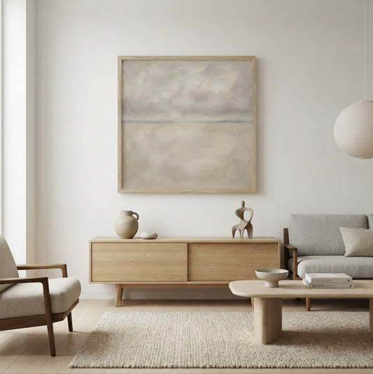Muted Horizons No.4 - Original Minimalist Coastal Oil Painting