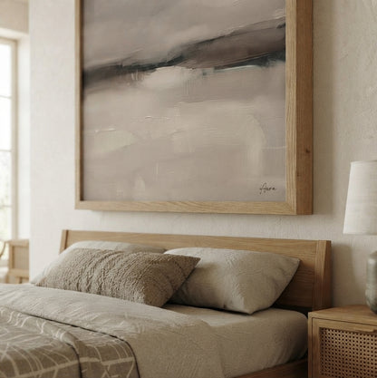 Neutral Drift No. 3 - Large Greige Abstract Landscape Wall Art