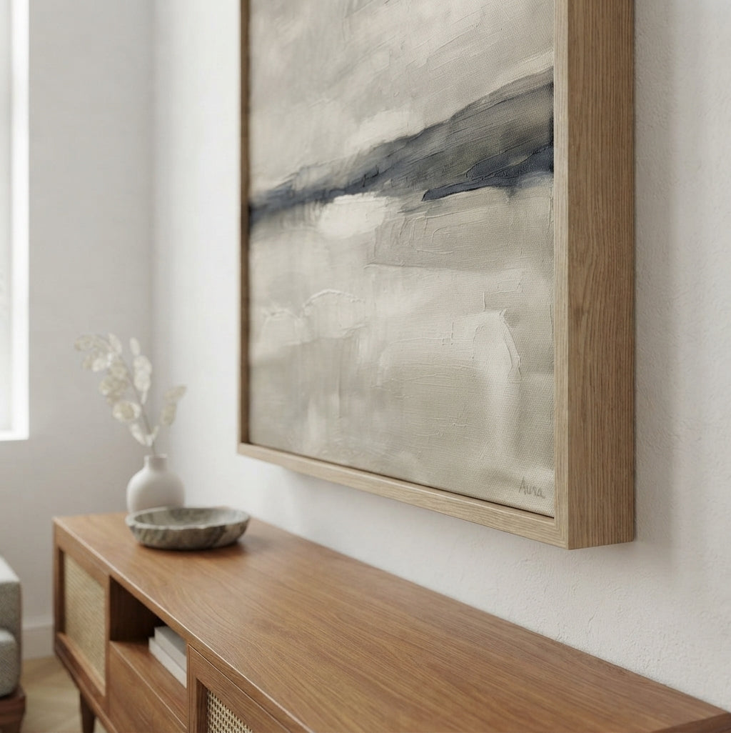 Neutral Drift No. 3 - Large Greige Abstract Landscape Wall Art