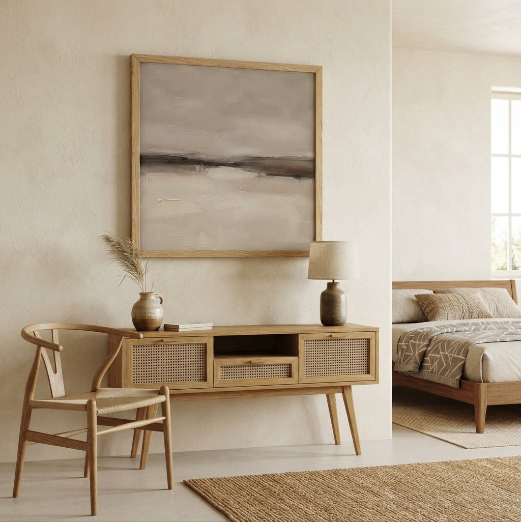 Neutral Drift No. 3 - Large Greige Abstract Landscape Wall Art