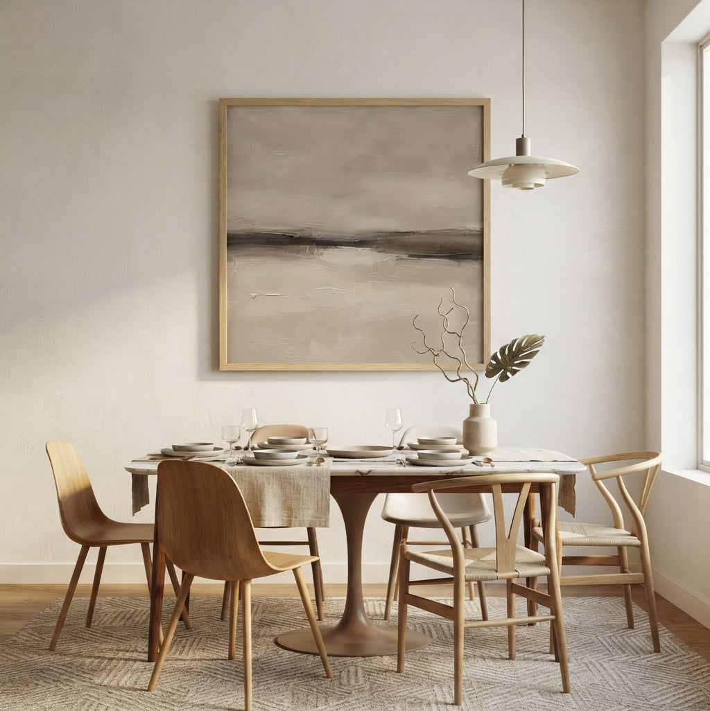 Neutral Drift No. 3 - Large Greige Abstract Landscape Wall Art