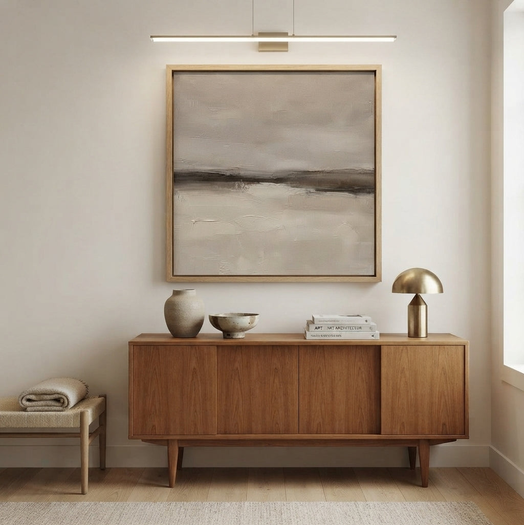 Neutral Drift No. 3 - Large Greige Abstract Landscape Wall Art