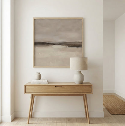 Neutral Drift No. 3 - Large Greige Abstract Landscape Wall Art