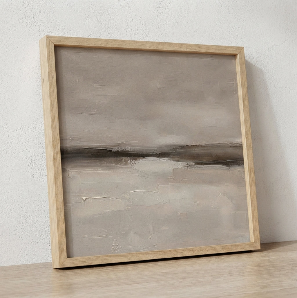 Neutral Drift No. 3 - Large Greige Abstract Landscape Wall Art