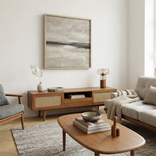 Neutral Drift No. 3 - Large Greige Abstract Landscape Wall Art