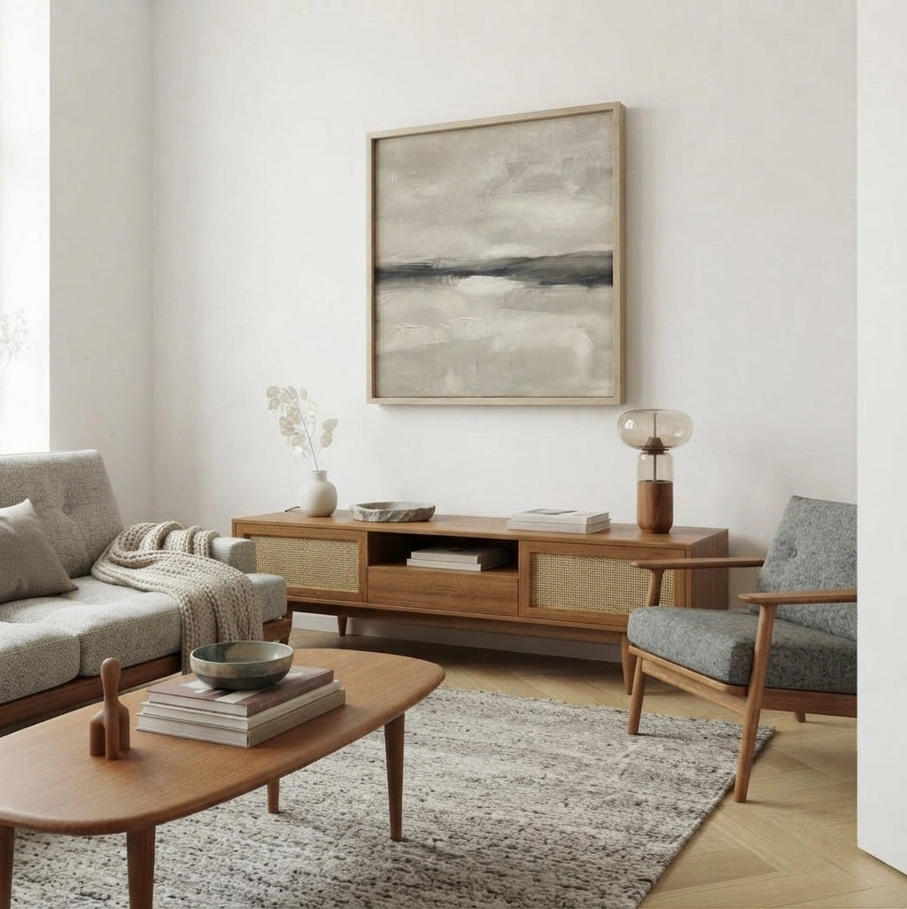 Neutral Drift No. 3 - Large Greige Abstract Landscape Wall Art