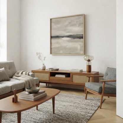 Neutral Drift No. 3 - Large Greige Abstract Landscape Wall Art