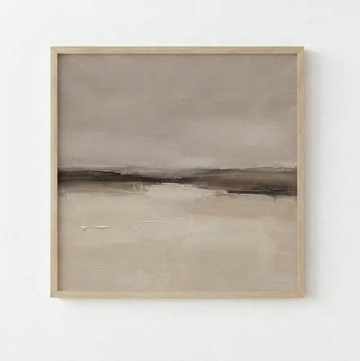 Neutral Drift No. 3 - Large Greige Abstract Landscape Wall Art