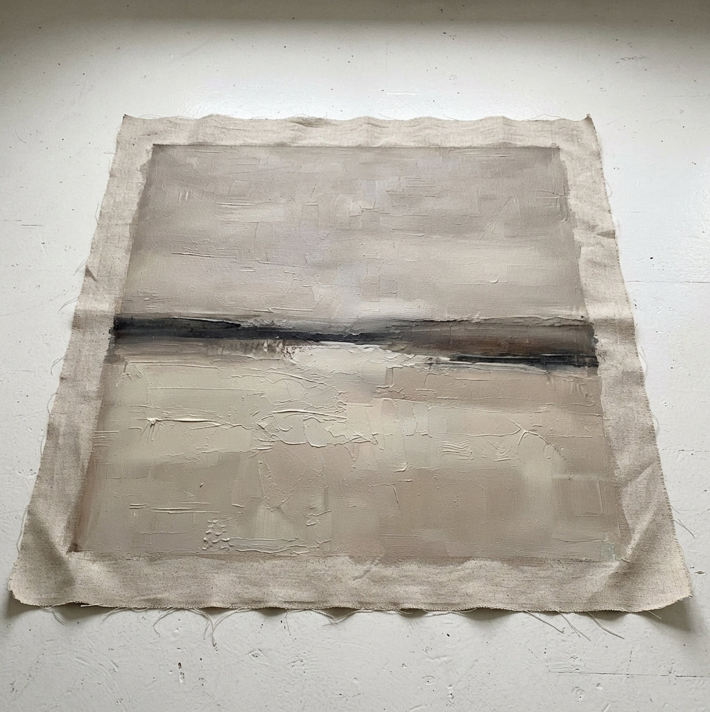 Neutral Drift No. 3 - Large Greige Abstract Landscape Wall Art