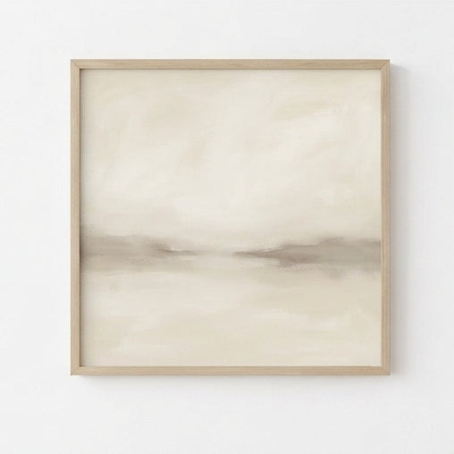 Quiet Horizon - Minimalist Beige Horizon Canvas Art