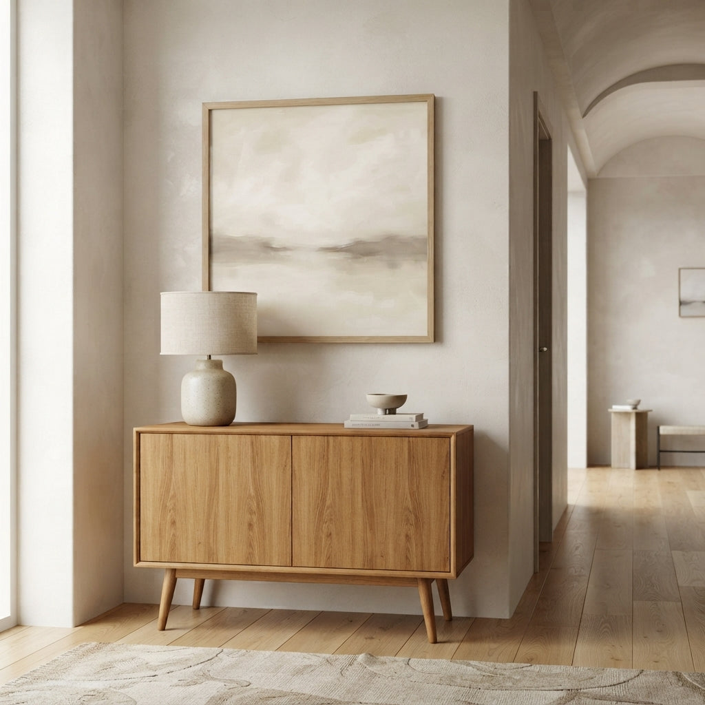 Quiet Horizon - Minimalist Beige Horizon Canvas Art
