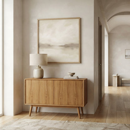 Quiet Horizon - Minimalist Beige Horizon Canvas Art