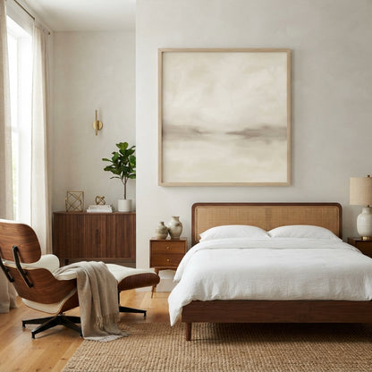 Quiet Horizon - Minimalist Beige Horizon Canvas Art