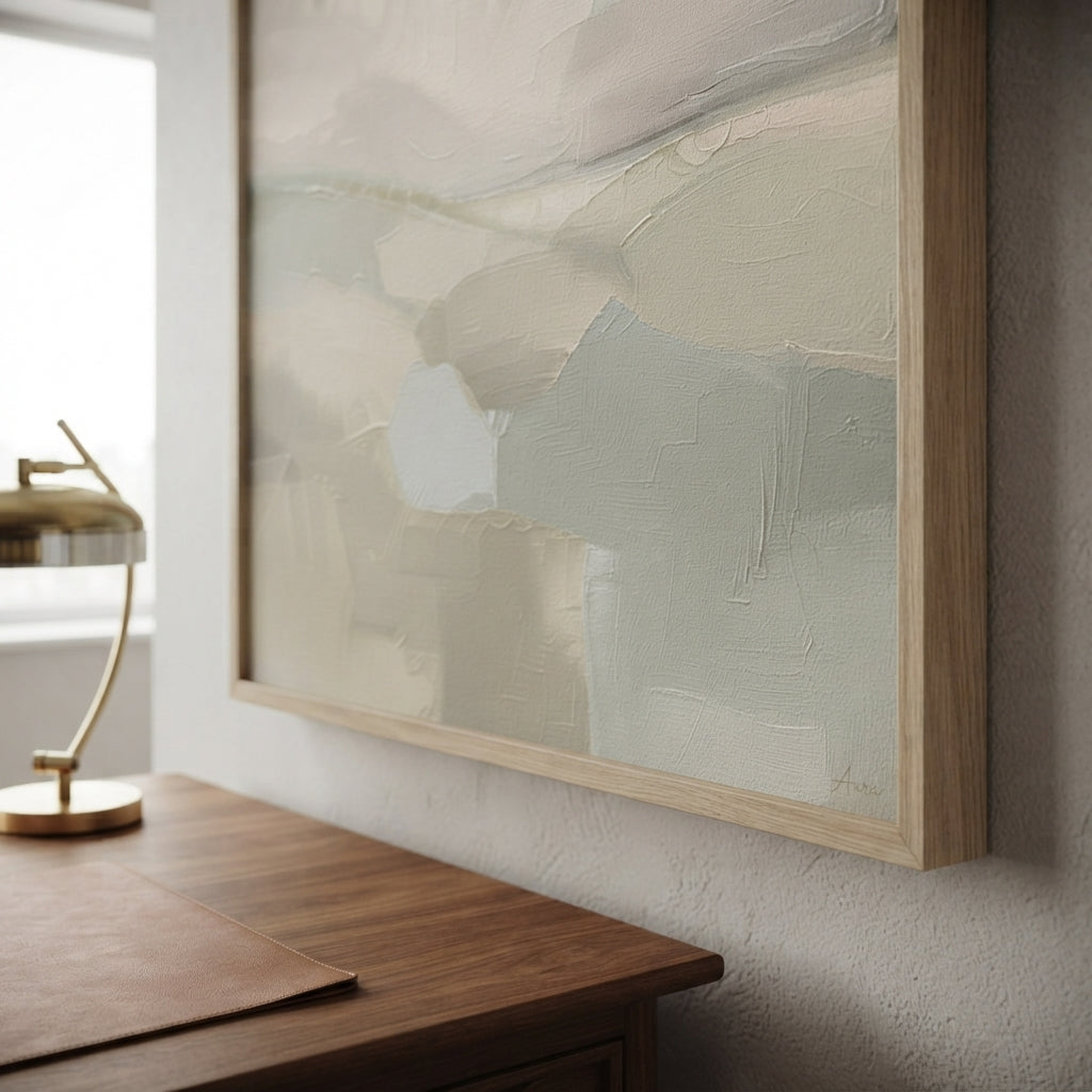 Quiet Fields - Neutral Minimalist Abstract Landscape Painting