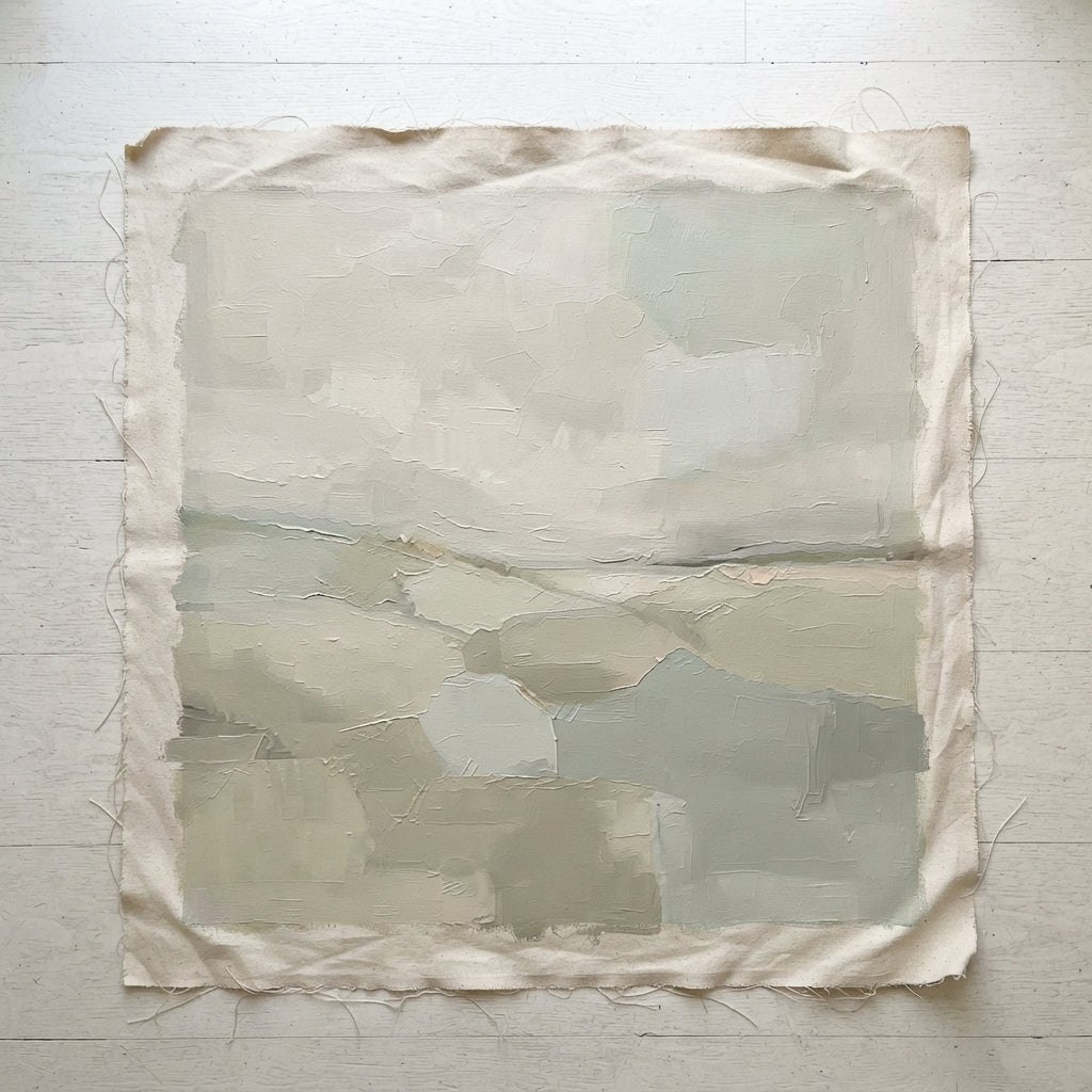Quiet Fields - Neutral Minimalist Abstract Landscape Painting