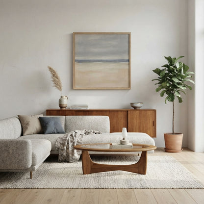 A Gentle Distance - Neutral Minimalist Coastal Landscape Canvas Art