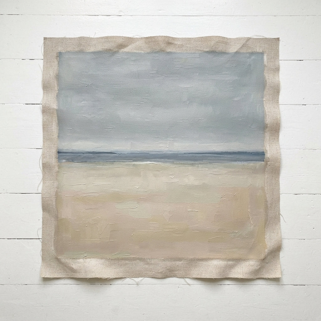 A Gentle Distance - Neutral Minimalist Coastal Landscape Canvas Art