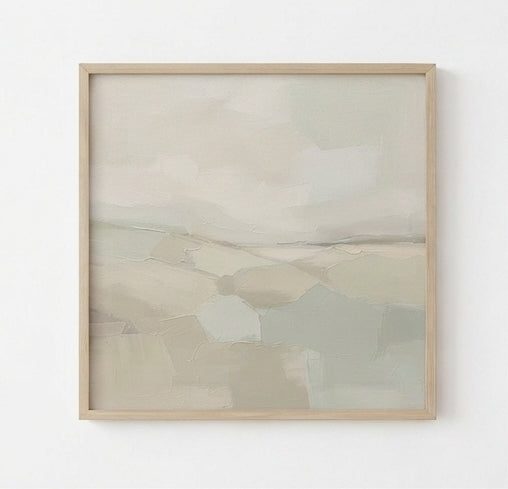 Quiet Fields - Neutral Minimalist Abstract Landscape Painting