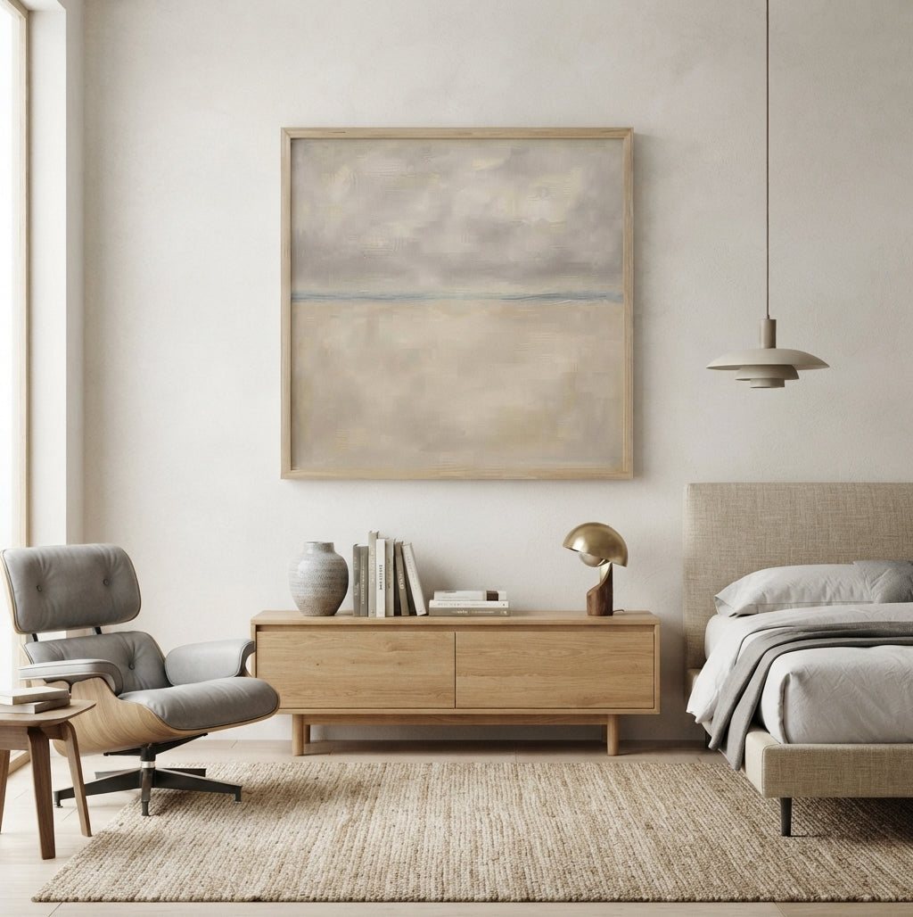 Muted Horizons No.4 - Original Minimalist Coastal Oil Painting