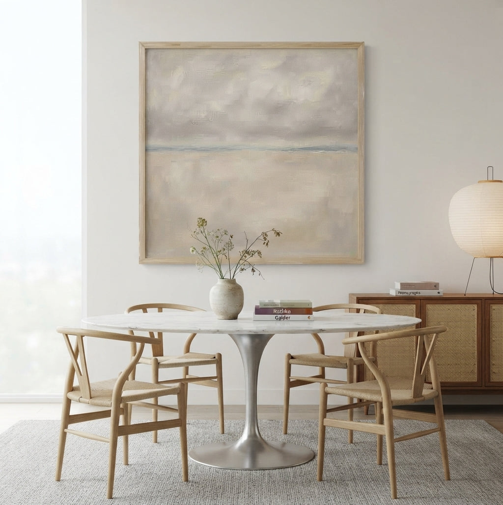Muted Horizons No.4 - Original Minimalist Coastal Oil Painting