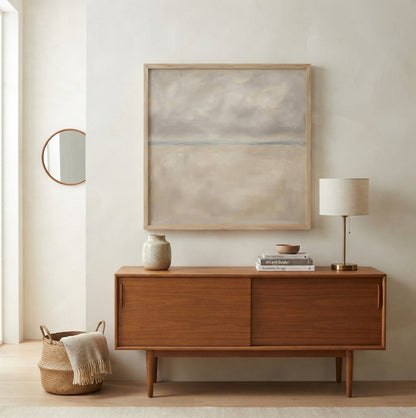 Muted Horizons No.4 - Original Minimalist Coastal Oil Painting