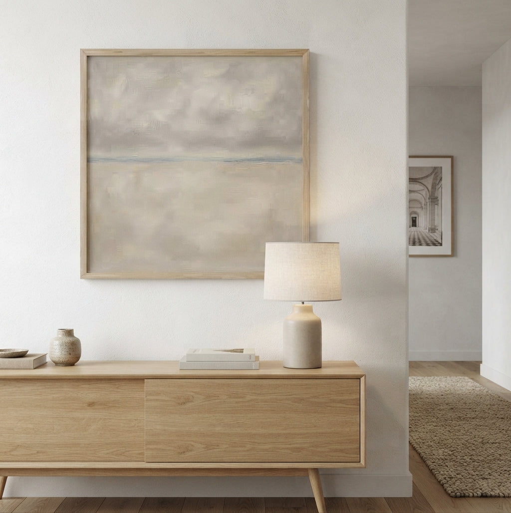 Muted Horizons No.4 - Original Minimalist Coastal Oil Painting
