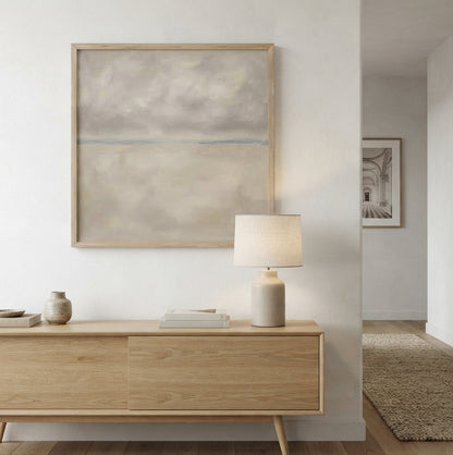 Muted Horizons No.4 - Original Minimalist Coastal Oil Painting