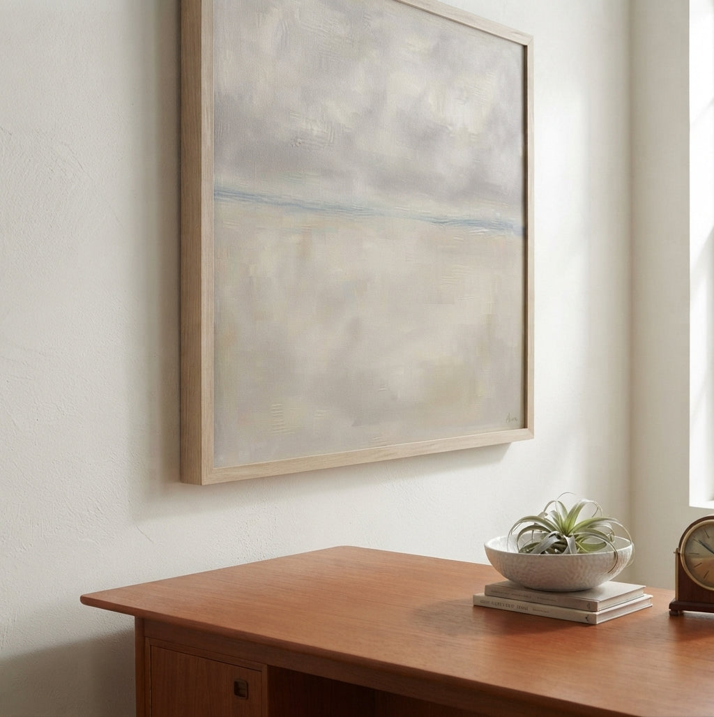 Muted Horizons No.4 - Original Minimalist Coastal Oil Painting