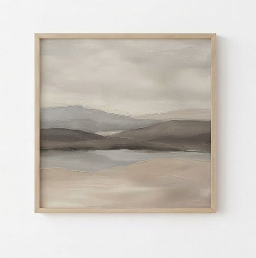 Muted Horizons - Original Neutral Landscape Oil Painting