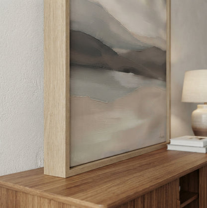 Muted Horizons - Original Neutral Landscape Oil Painting