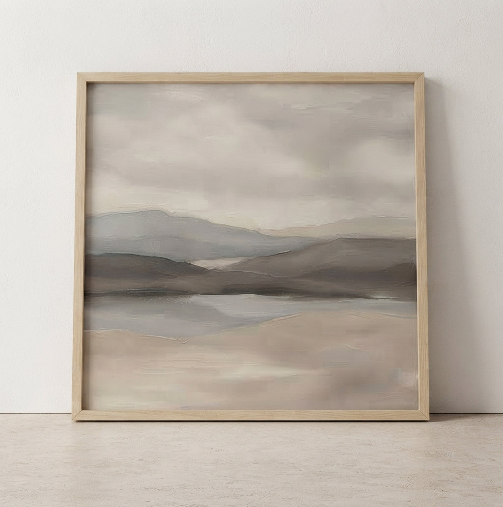 Muted Horizons - Original Neutral Landscape Oil Painting