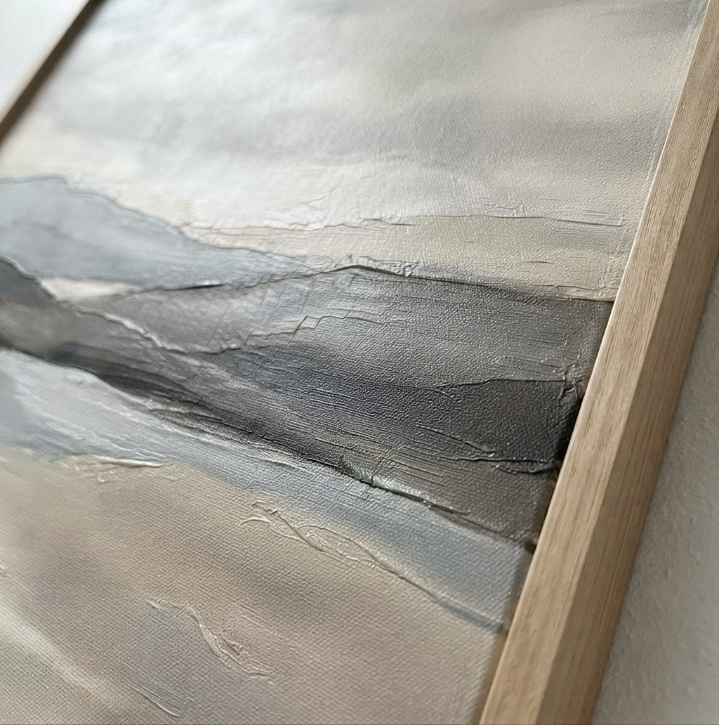 Muted Horizons - Original Neutral Landscape Oil Painting