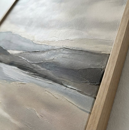 Muted Horizons - Original Neutral Landscape Oil Painting