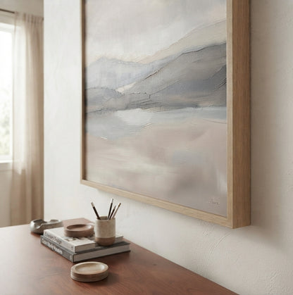 Muted Horizons - Original Neutral Landscape Oil Painting