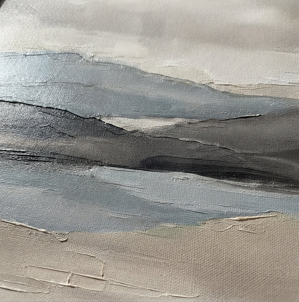 Muted Horizons - Original Neutral Landscape Oil Painting