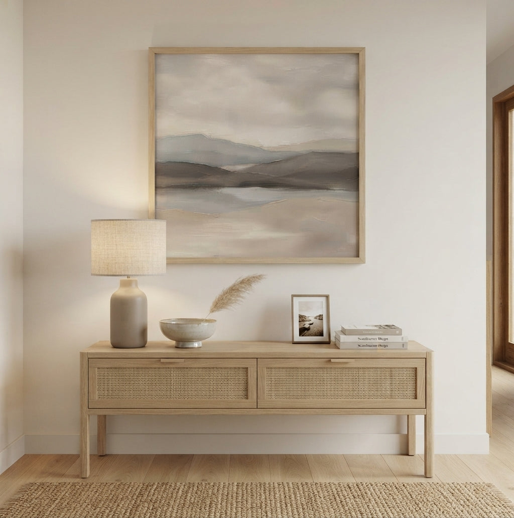 Muted Horizons - Original Neutral Landscape Oil Painting