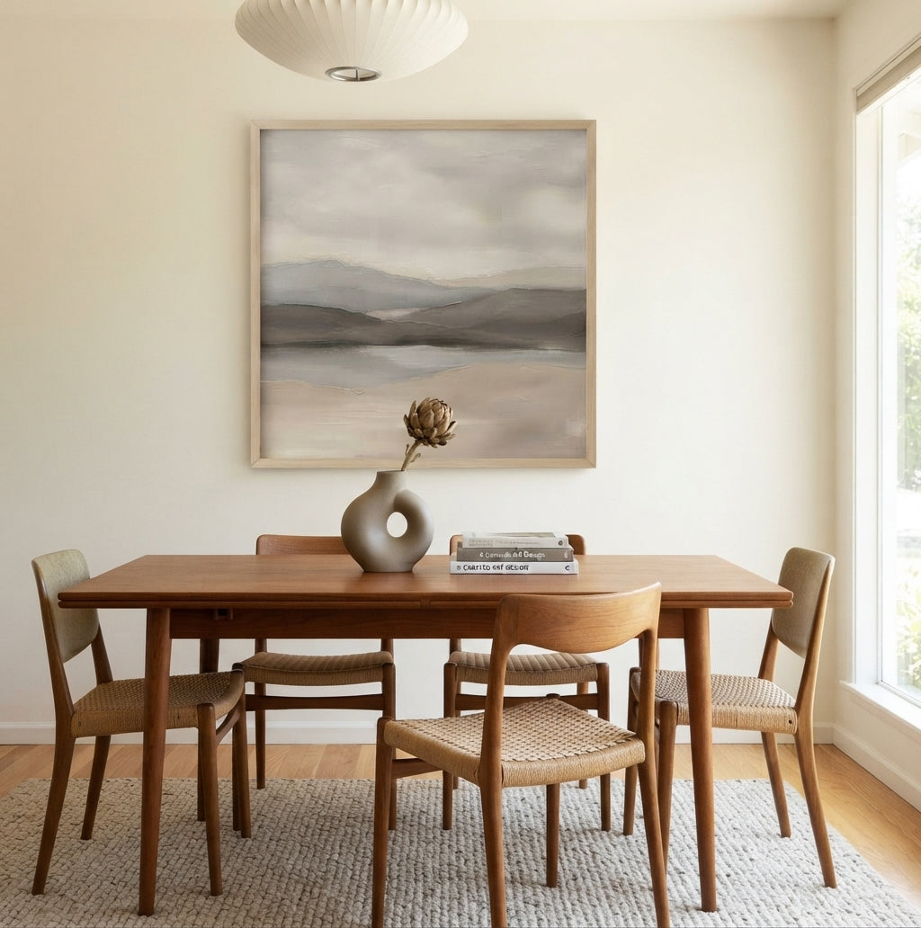Muted Horizons - Original Neutral Landscape Oil Painting
