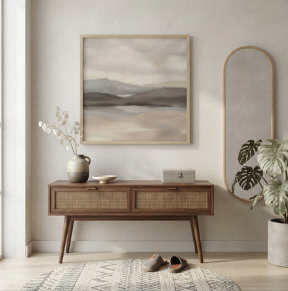 Muted Horizons - Original Neutral Landscape Oil Painting