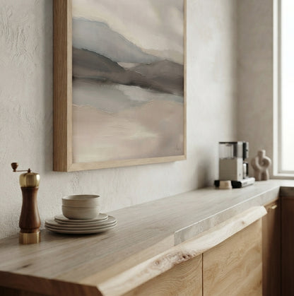 Muted Horizons - Original Neutral Landscape Oil Painting