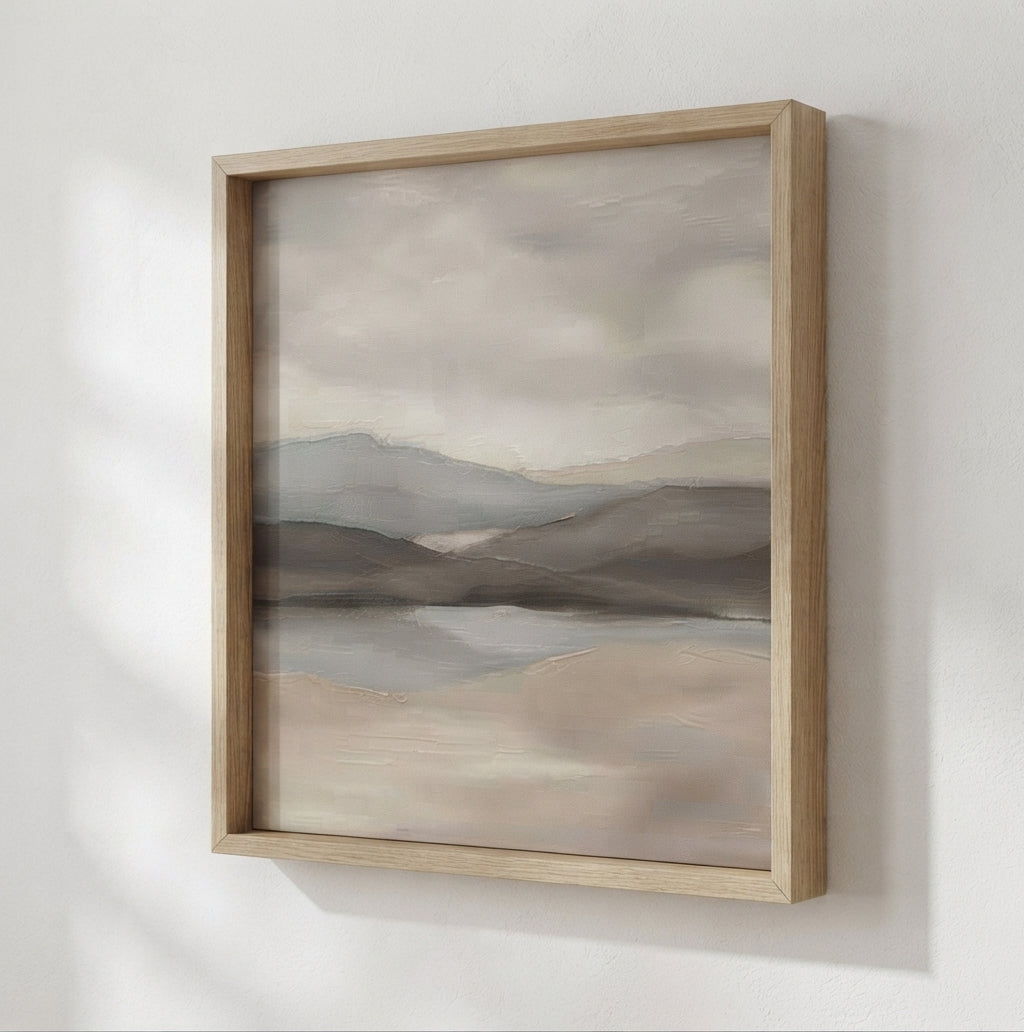 Muted Horizons - Original Neutral Landscape Oil Painting