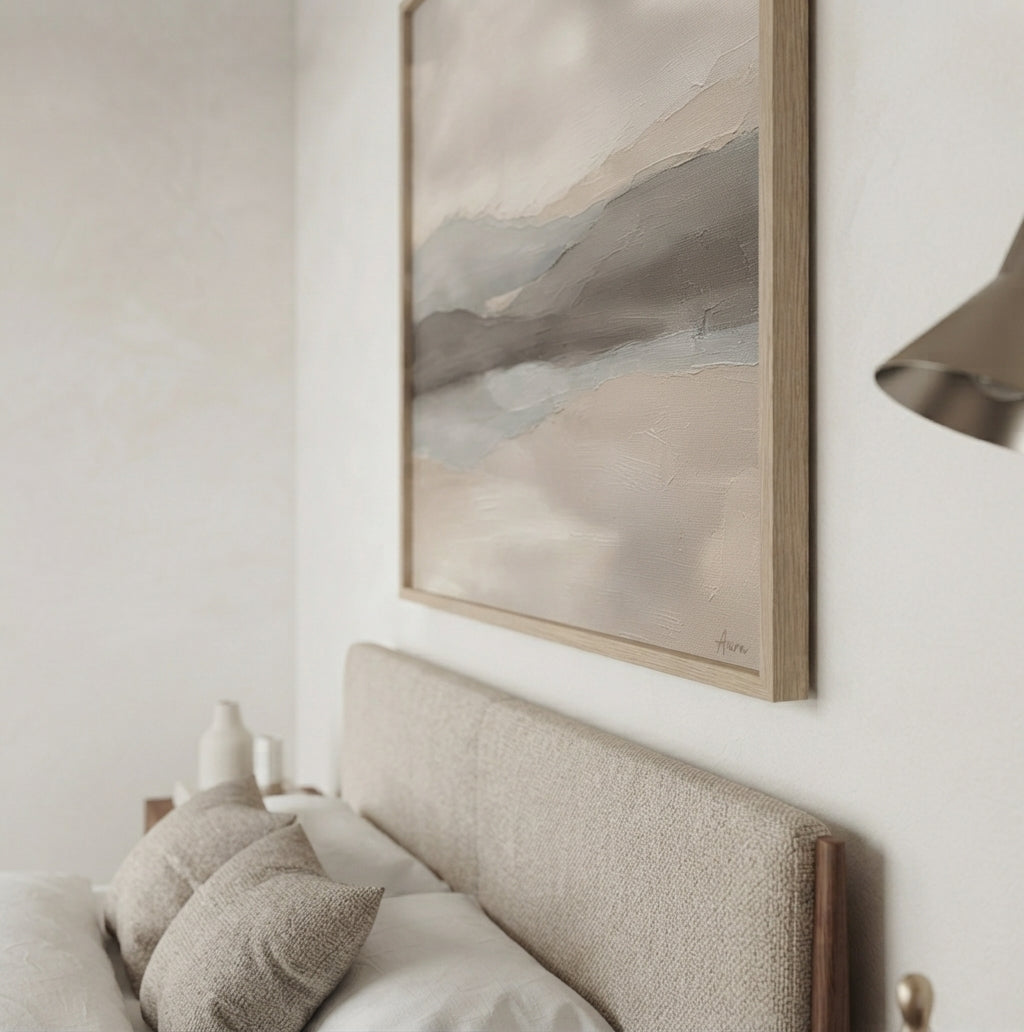 Muted Horizons - Original Neutral Landscape Oil Painting