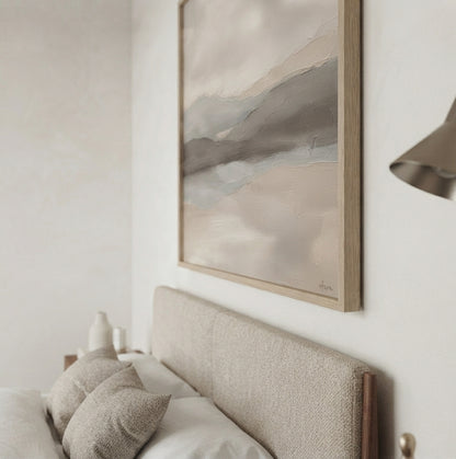 Muted Horizons - Original Neutral Landscape Oil Painting