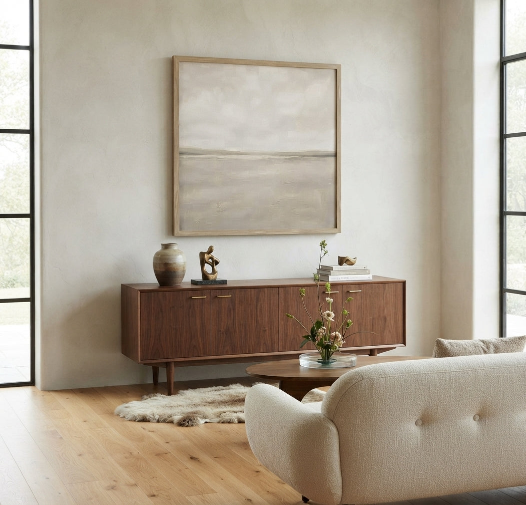 Earth & Serenity - Original Textured Horizon Canvas Art