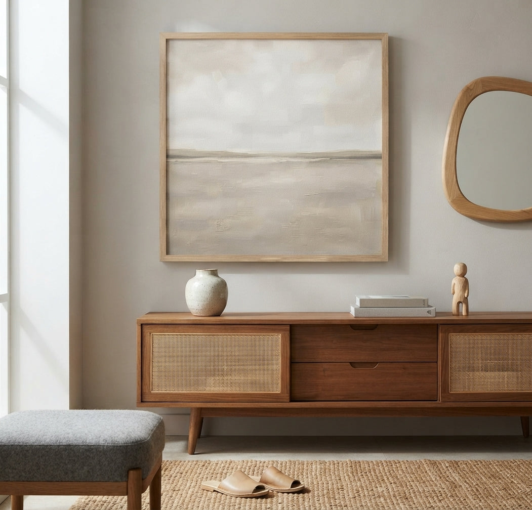 Earth & Serenity - Original Textured Horizon Canvas Art