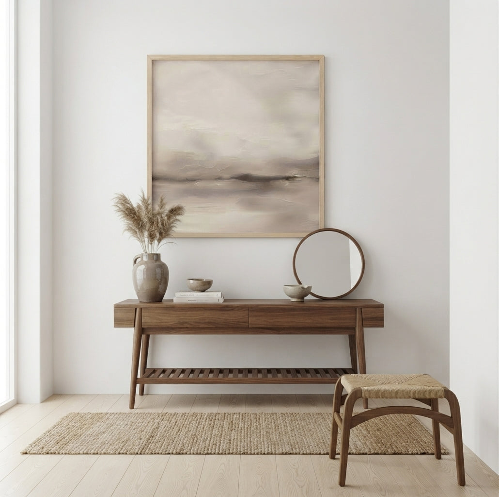 Serene Haze No.3 - Original Neutral Abstract Landscape Painting