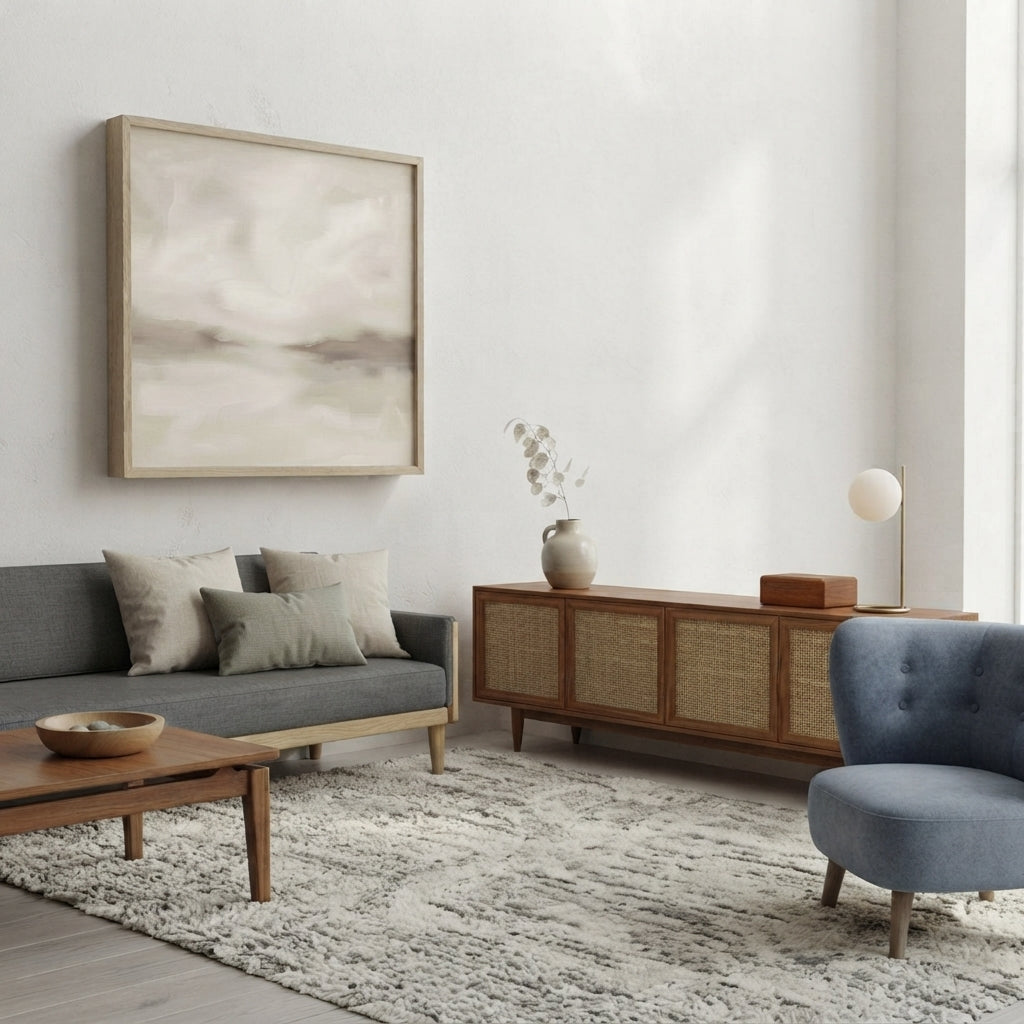 Quiet Horizon - Minimalist Beige Horizon Canvas Art